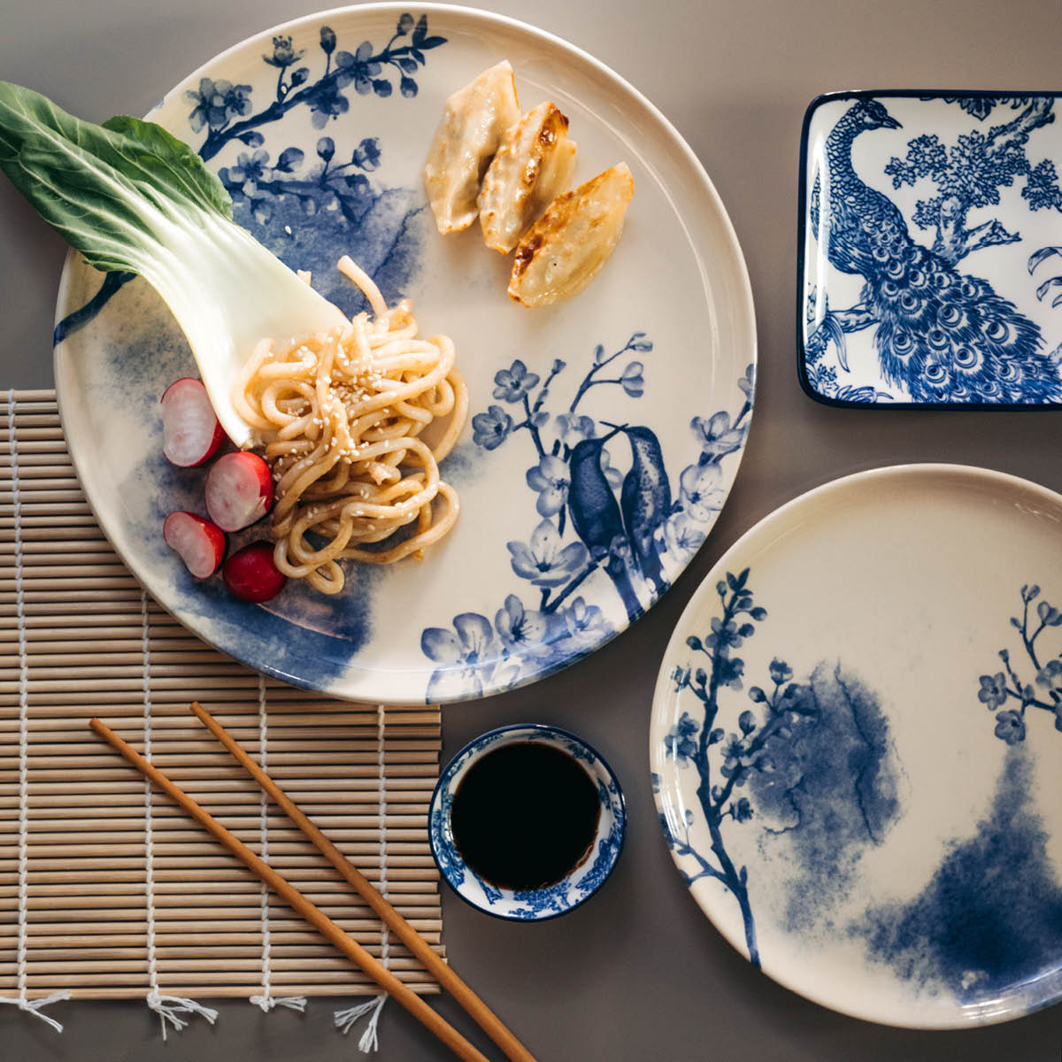 Stiernholm Yan tallerken 27 cm beige/blå