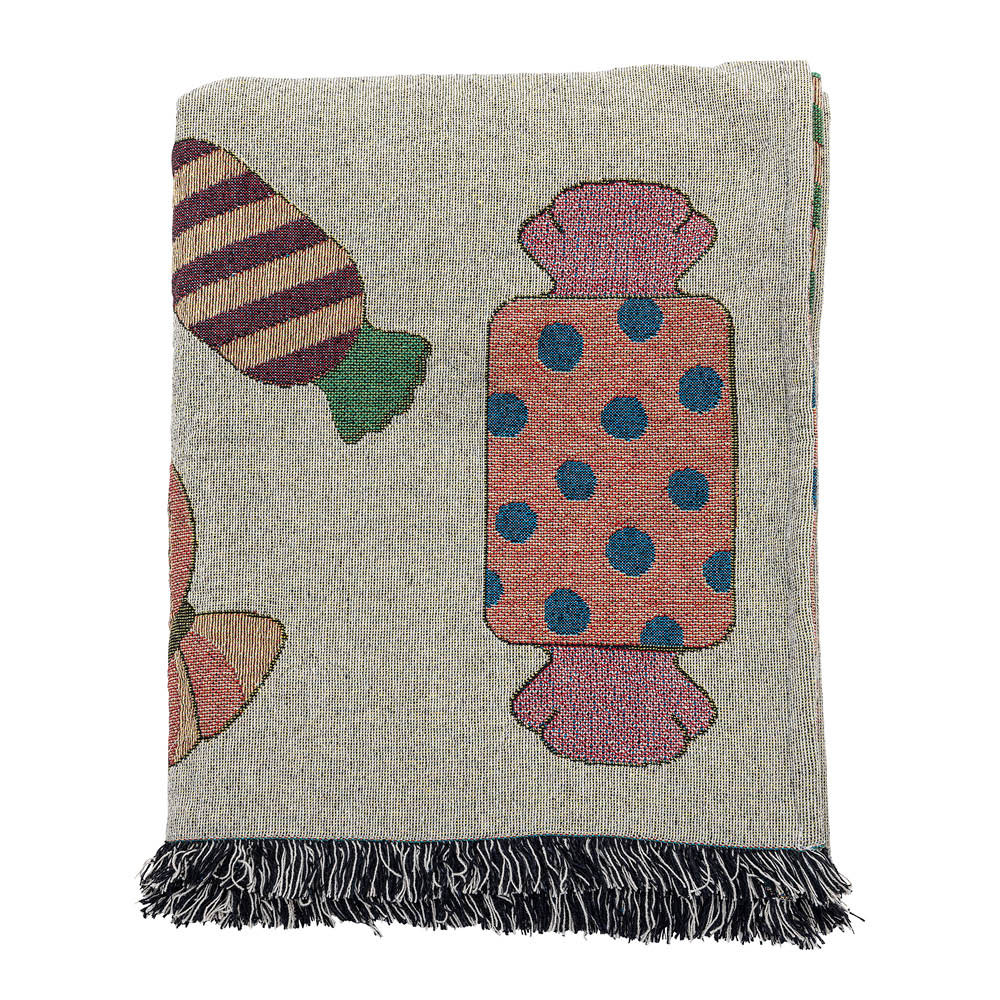 Bloomingville Caramella pläd i återvunnen bomull 130x170 cm multi