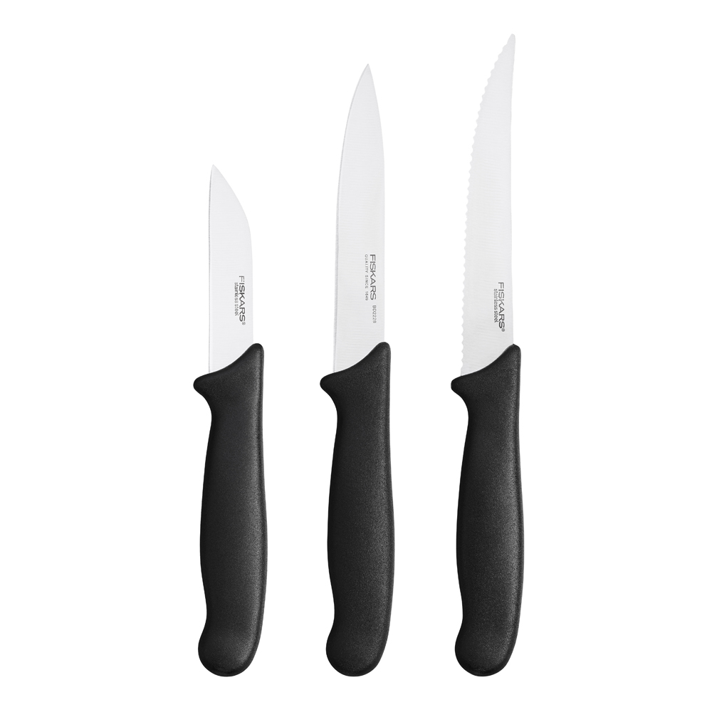 Fiskars - Essential Vihannesveitsisetti 3 osaa Musta