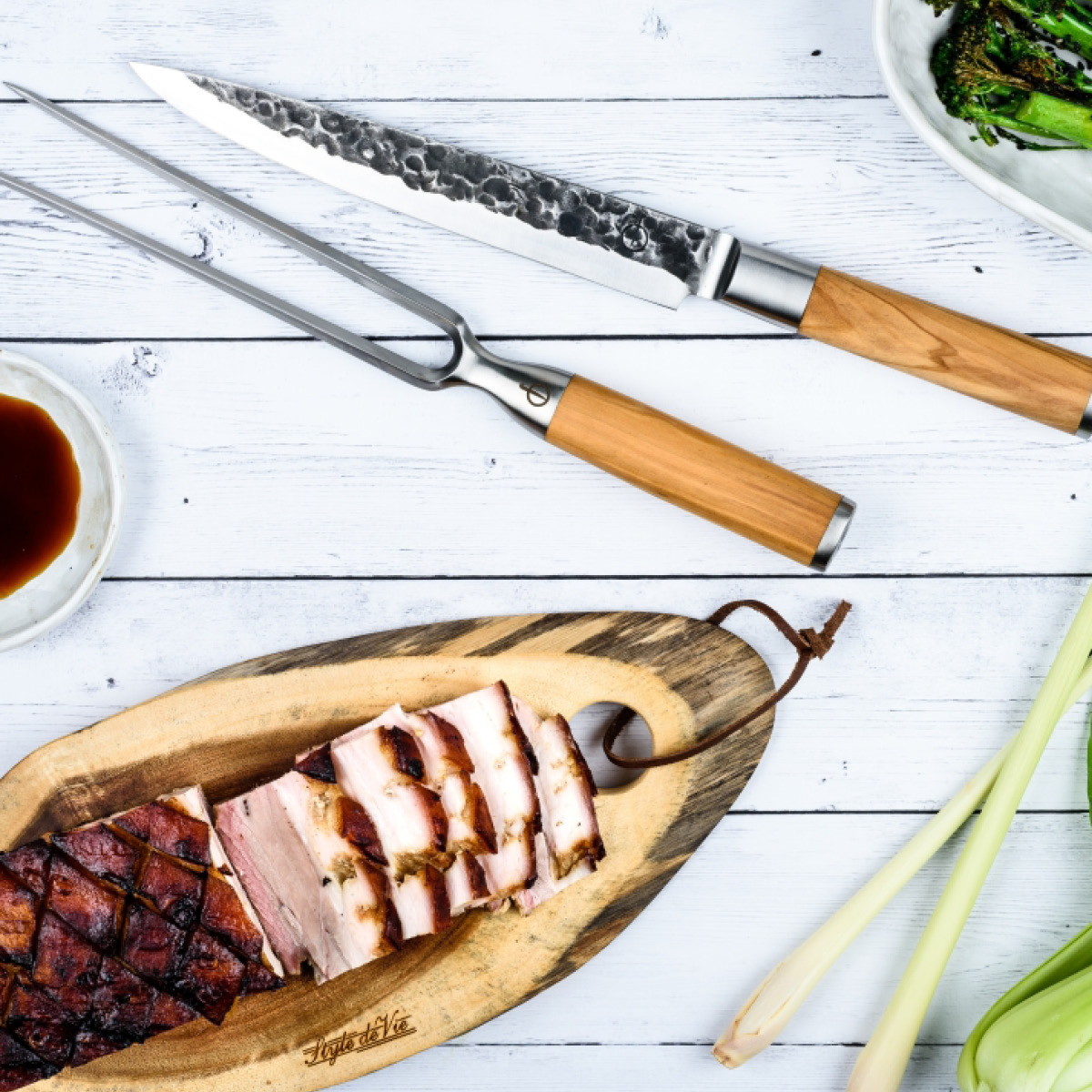 Forged Stekegaffel 35 cm olive