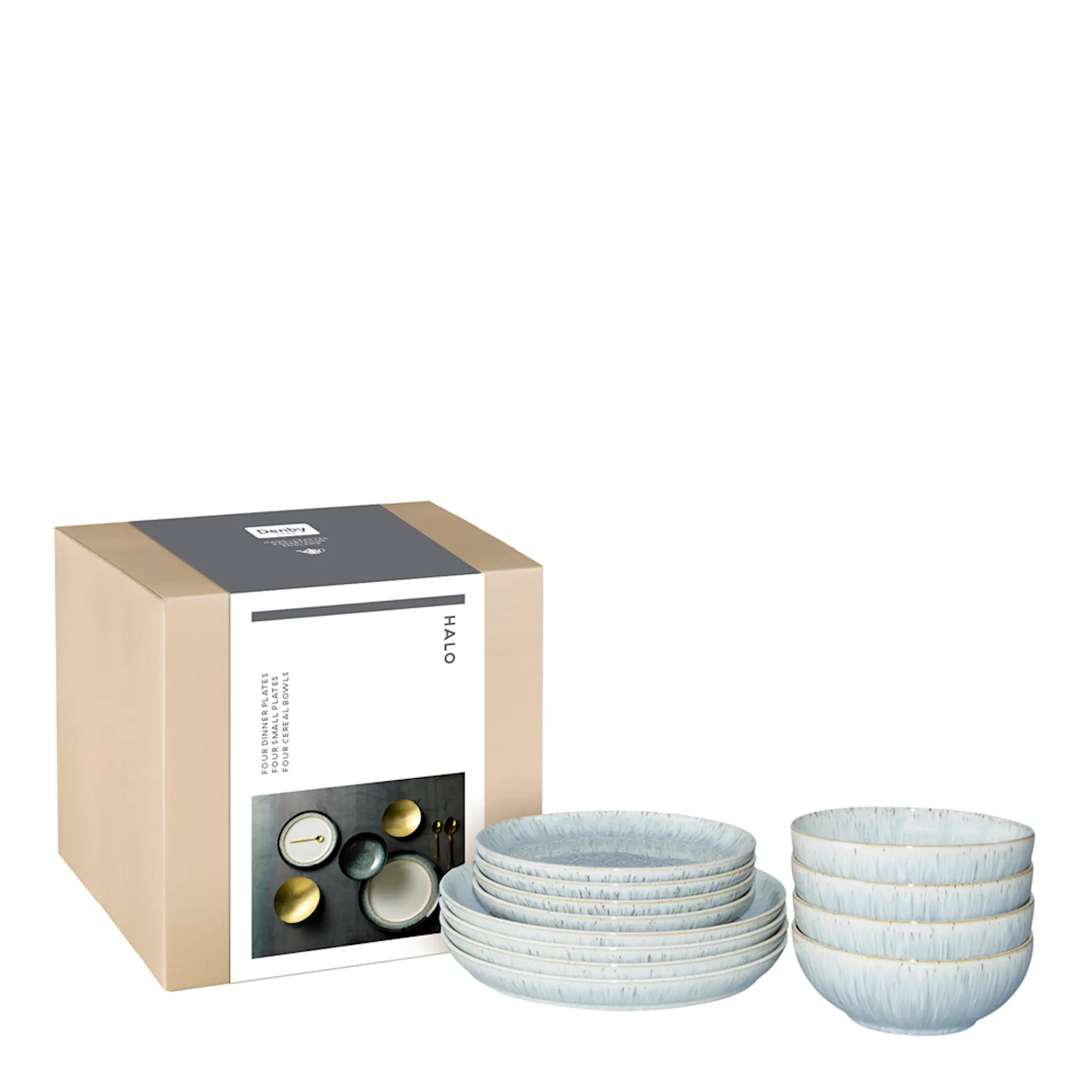 Denby Halo Speckle Aloituspakkaus 12 osaa