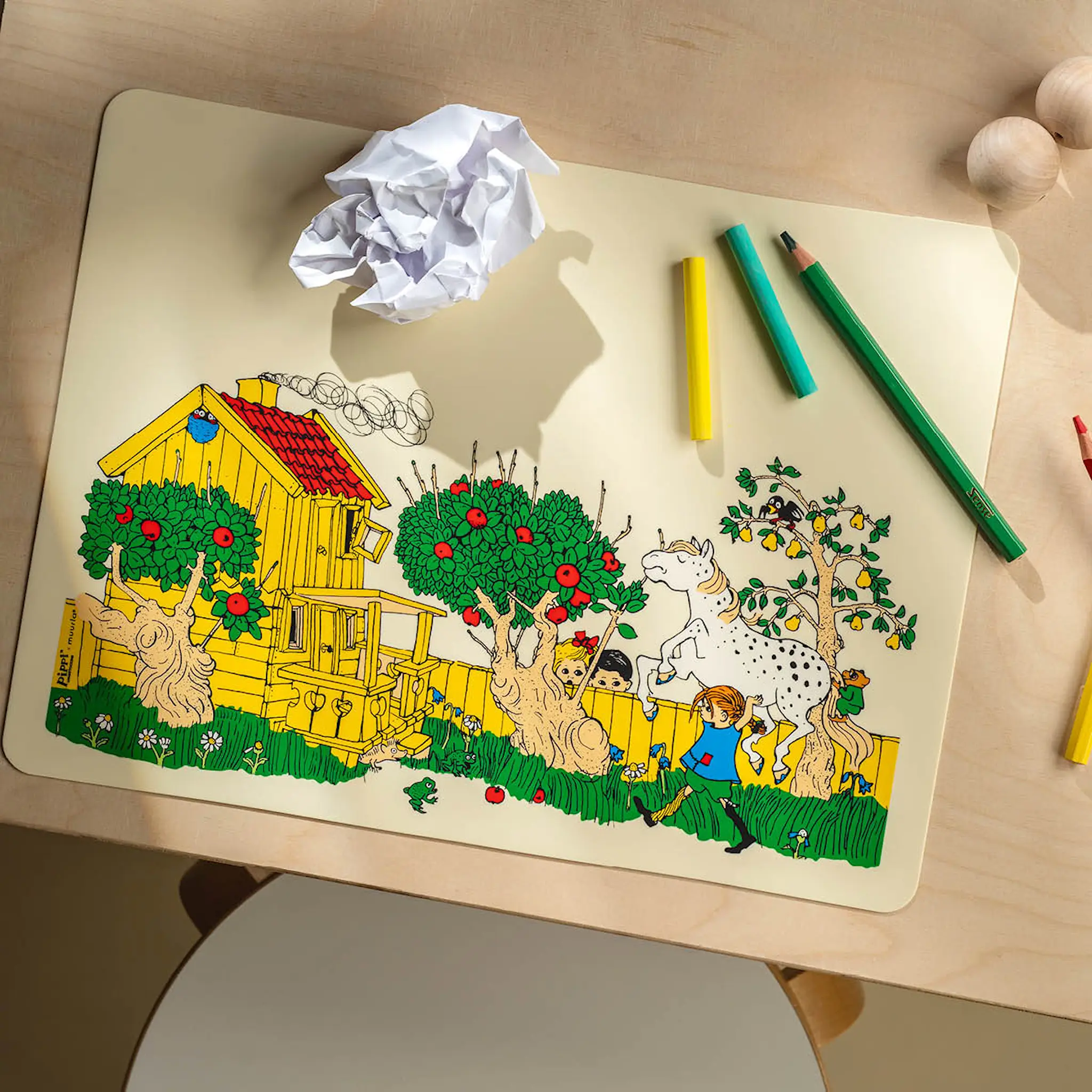 Muurla Pippi bordstablett Vägen Hem 40,5x30 cm gul