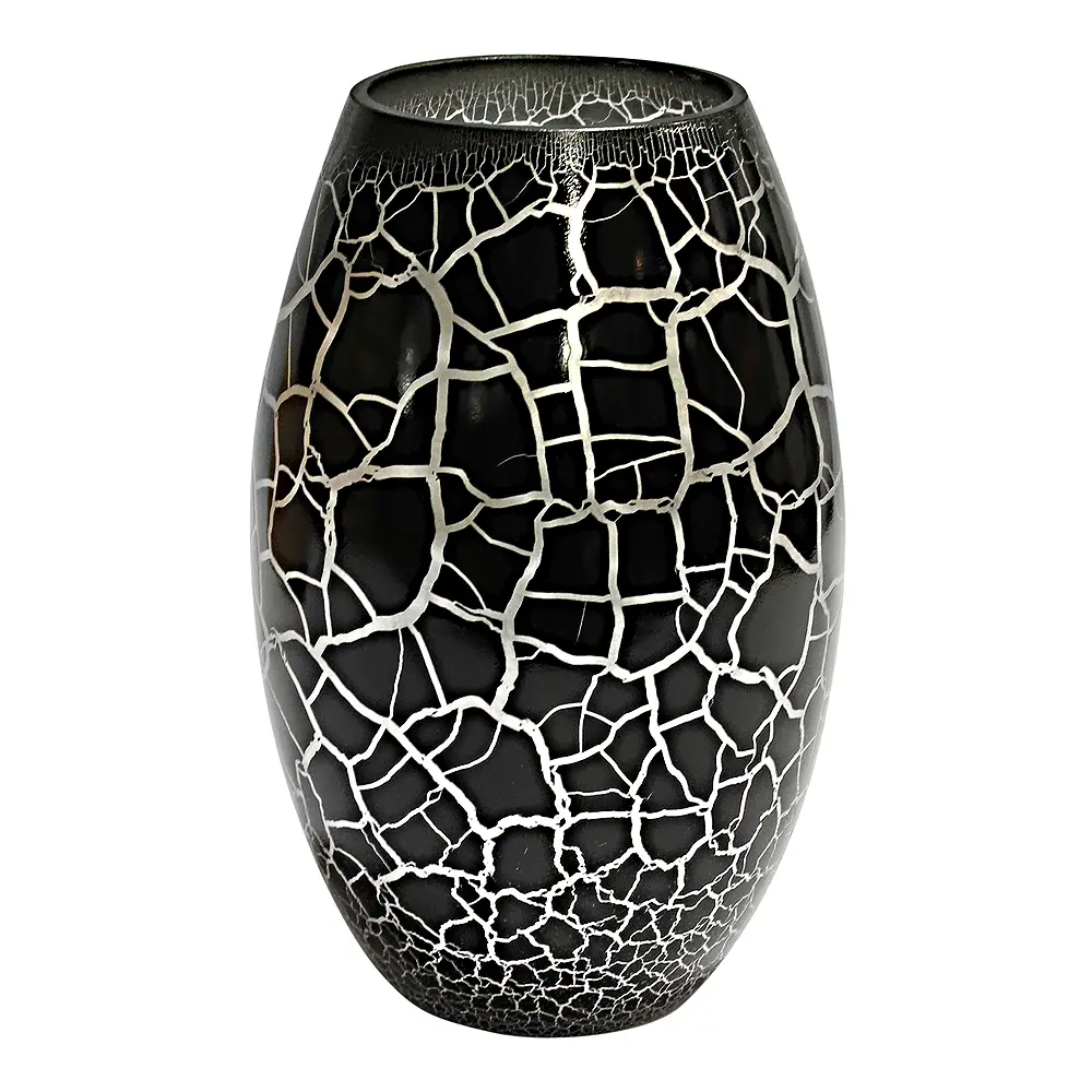 Croco vase 26 cm svart/sølv