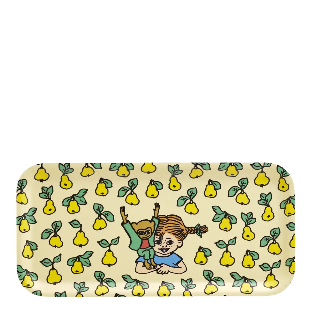 Peppi Pitkätossu Tarjotin hedelmät 27x13 cm Keltainen