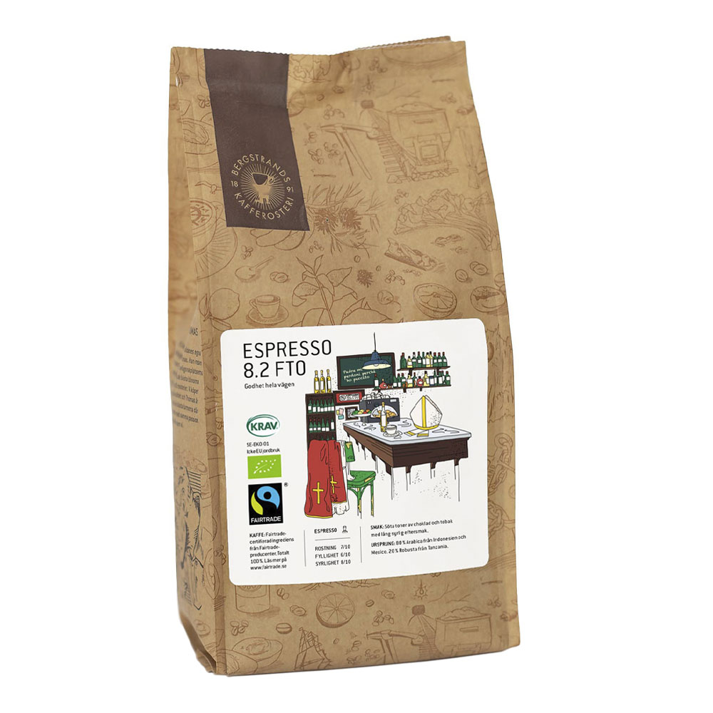 Bergstrands Kafferosteri Espressobönor 8.2 Fairtrade Eko 1 kg