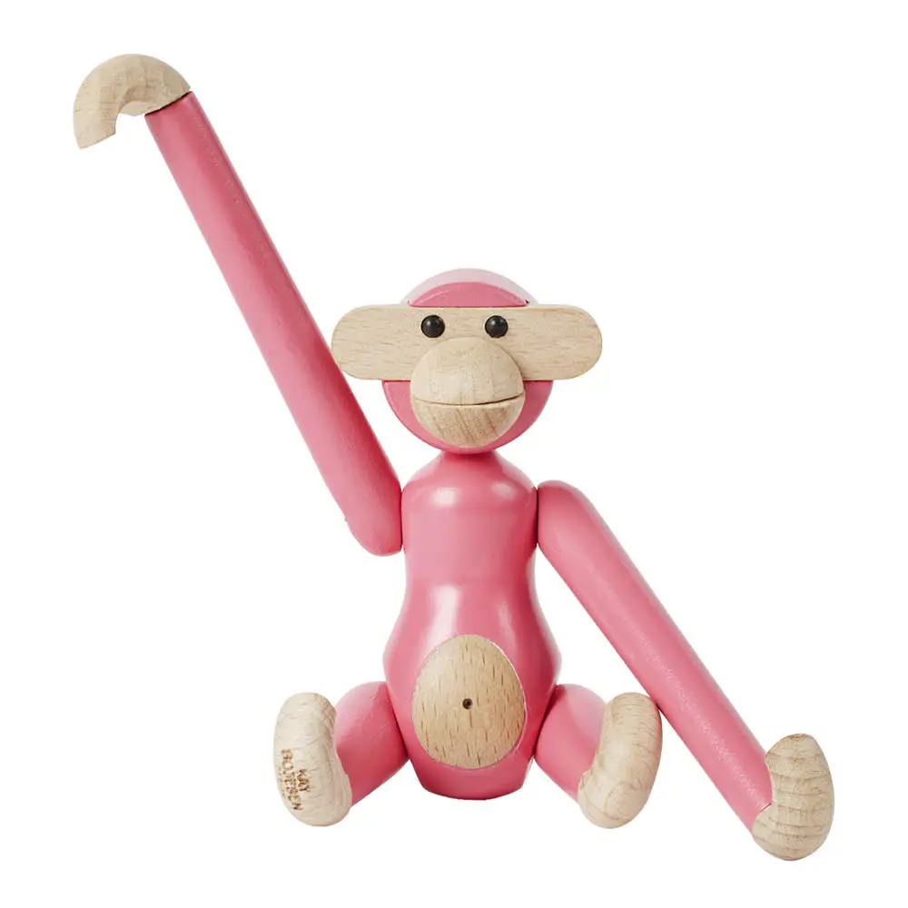 Puinen Apina 9,5 cm Vaaleanpunainen