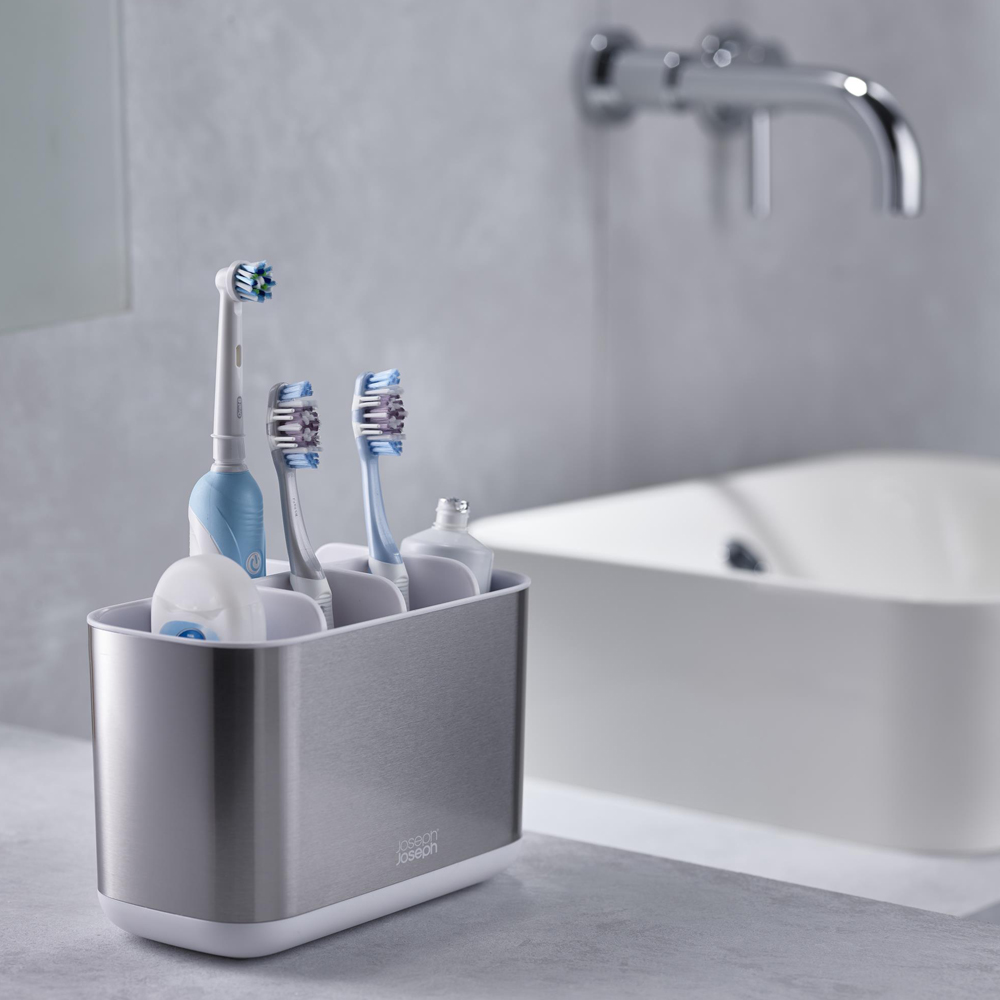 Joseph Joseph Easy Store Steel Tandborstställ 14 cm Vit/Rostfritt Stål