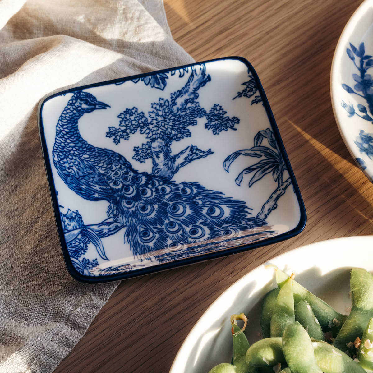 Stiernholm Sakura asjett 12,5x12,5 cm hvit/blå