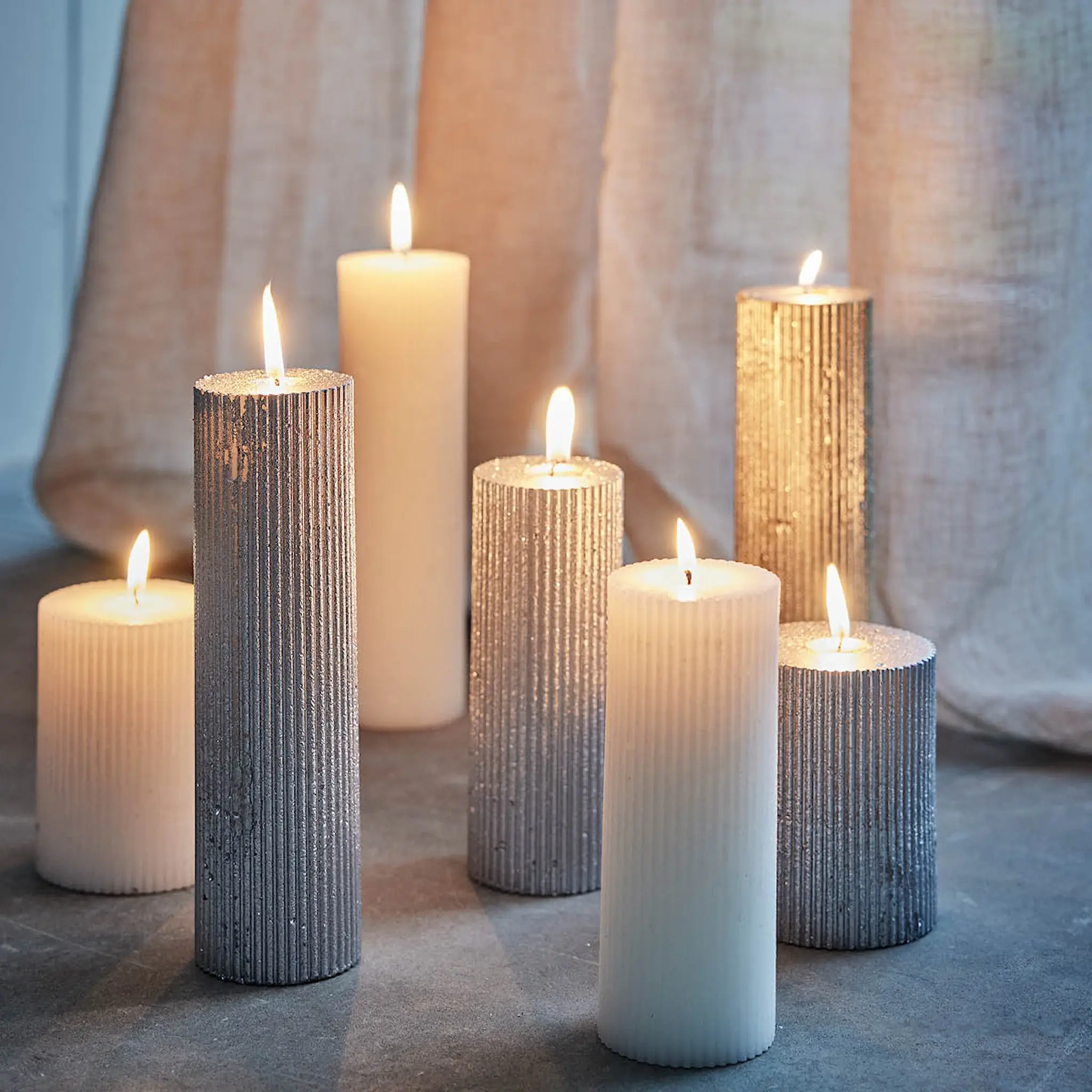 Lene Bjerre Lissia blockljus räfflad 15 cm silver