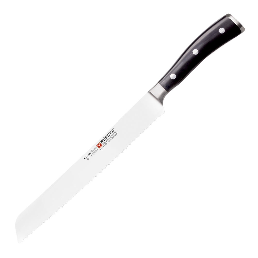 Wüsthof Classic Ikon brødkniv 23 cm dobbelttannet svart