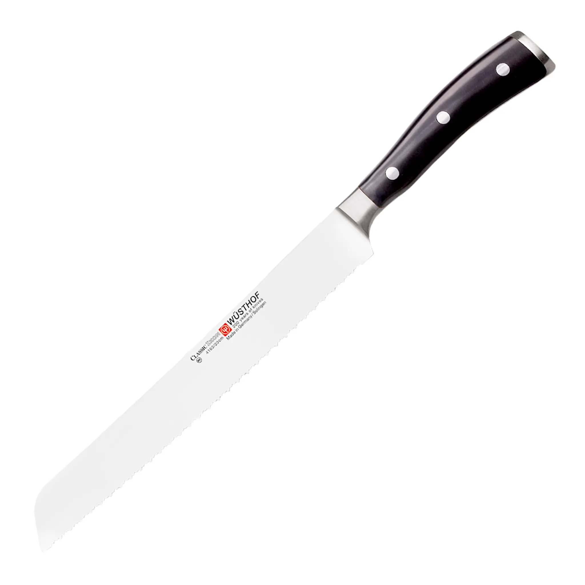 Wüsthof Classic Ikon brødkniv 23 cm dobbelttannet svart