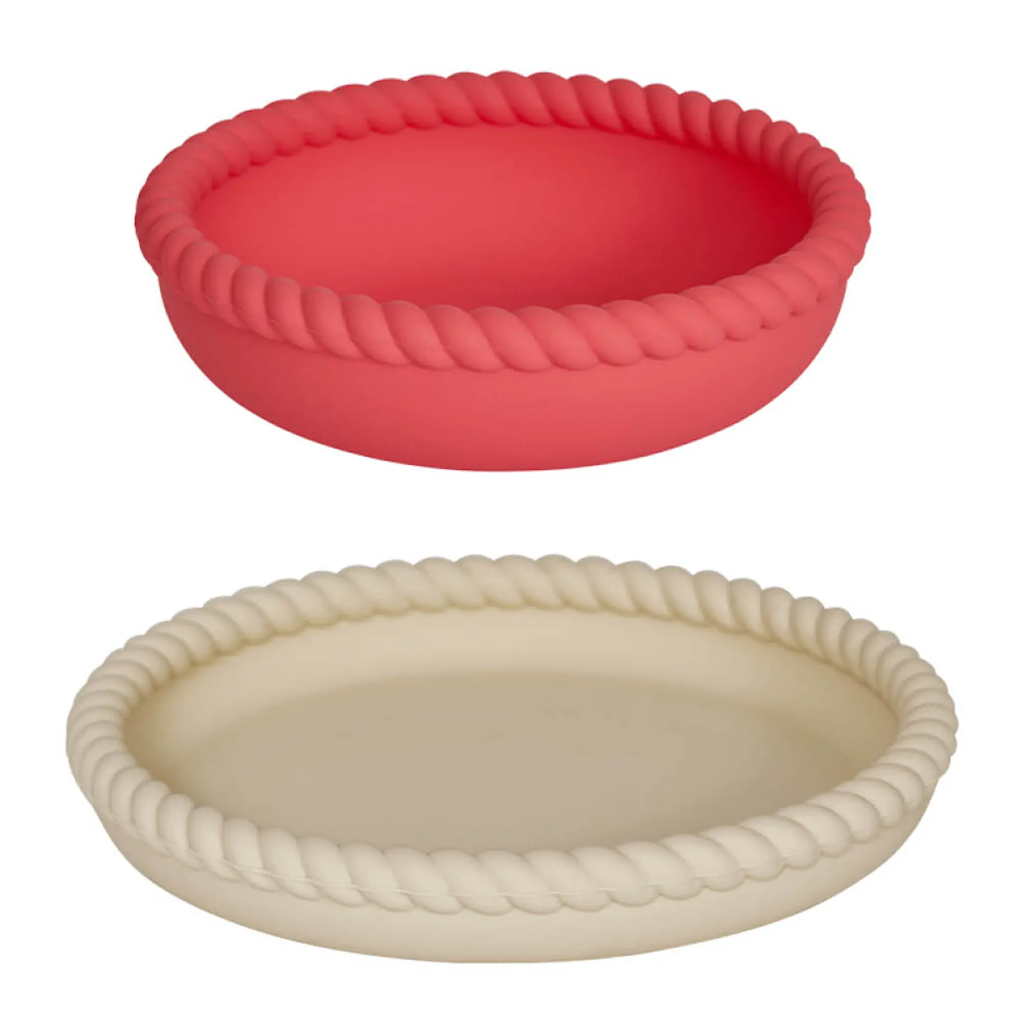 OYOY Mellow tallrik & skål silikon 18 cm Vanilla/Cherry Red