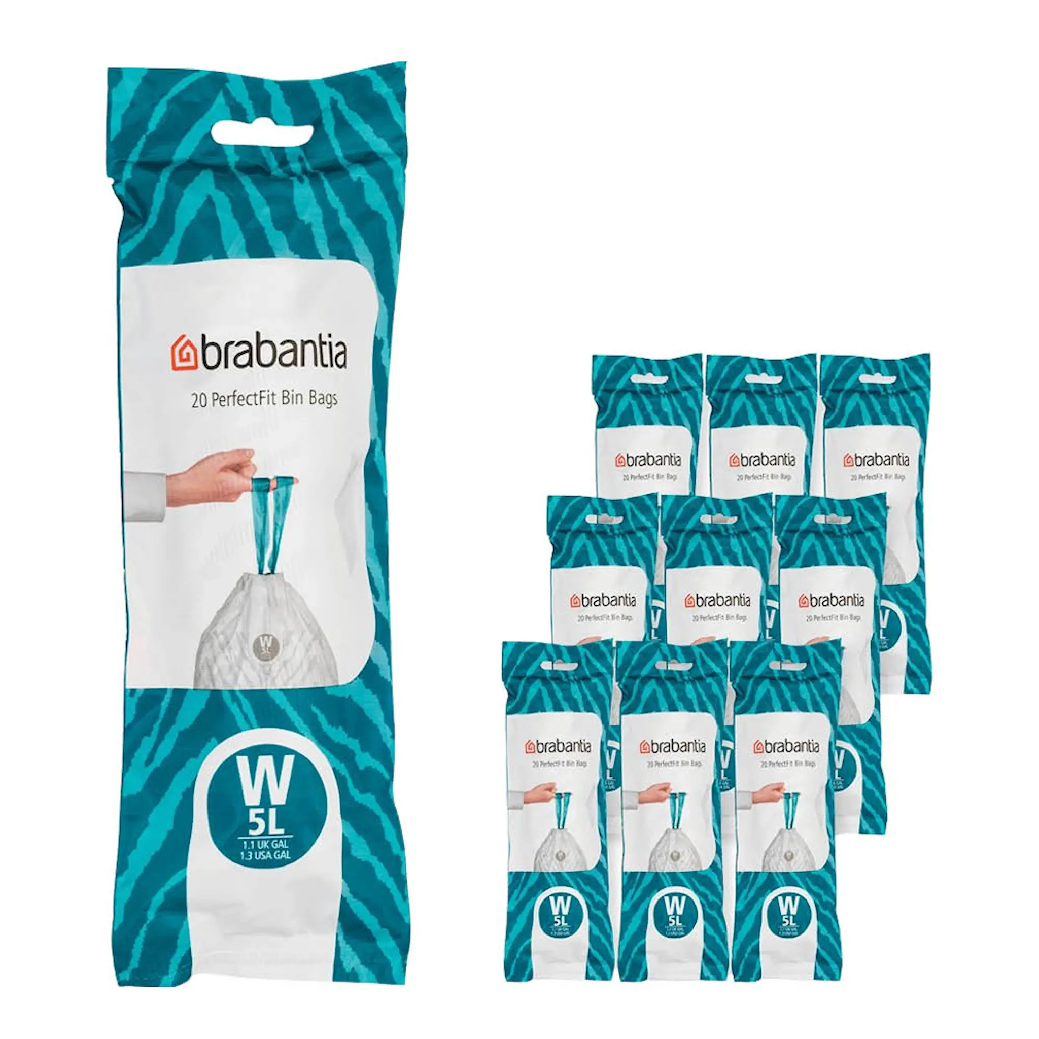 Brabantia PerfectFit avfallspåsar 5 L 200-pack Kod W vit