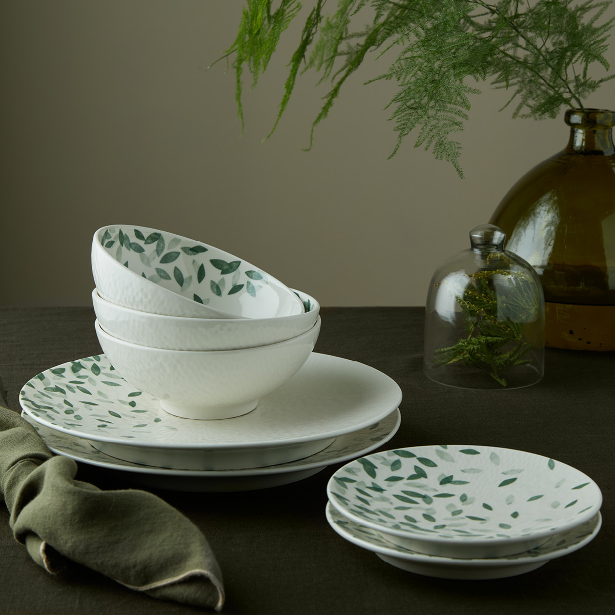 Denby Greenhouse skål 17 cm vit/grön