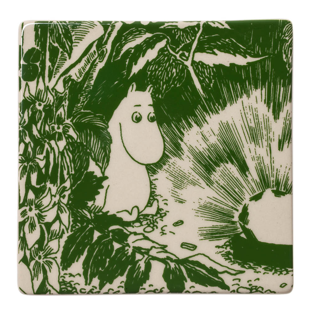 Moomin Arabia Mummi glassbrikke 10x10 cm 2 stk mystisk skog grønn