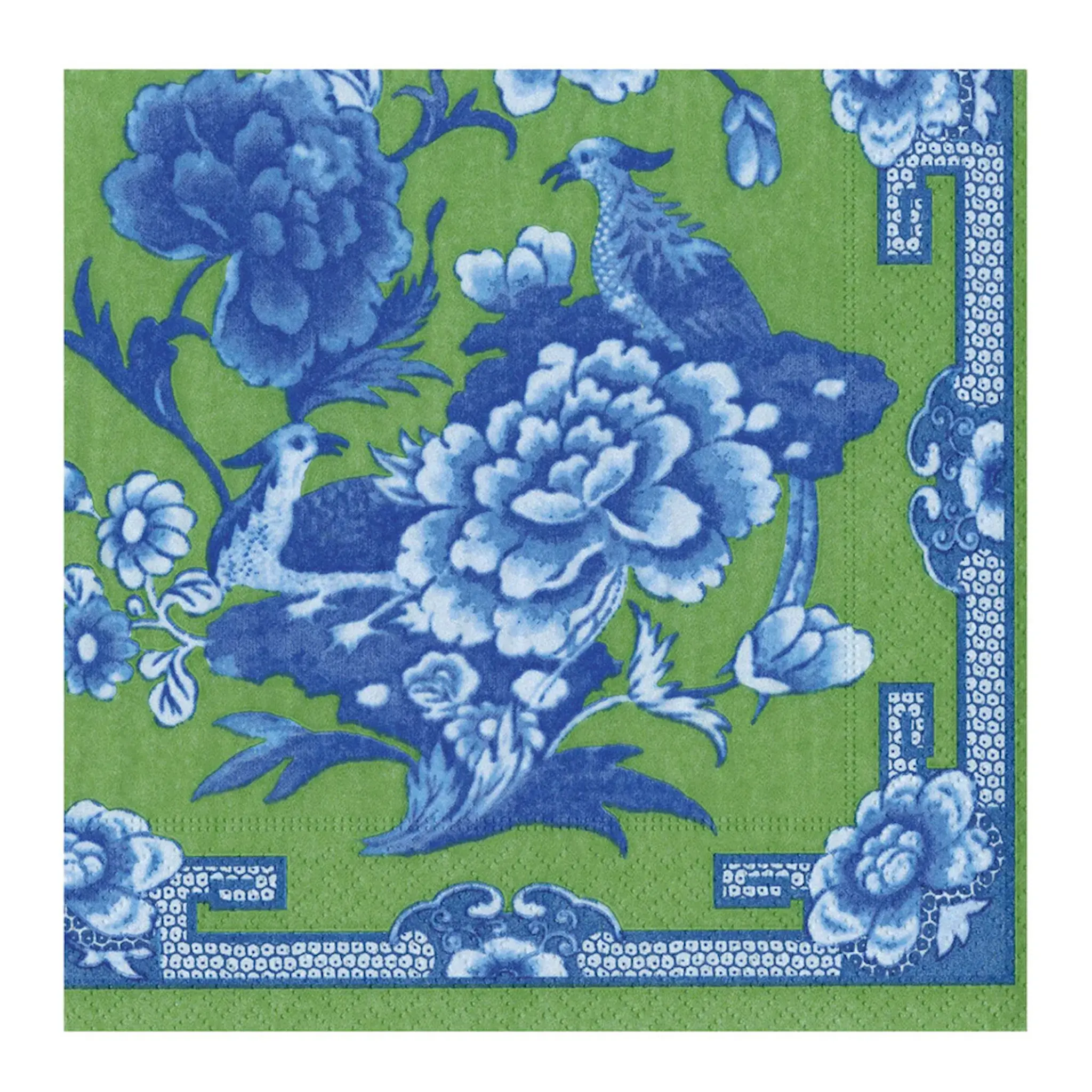 Caspari Plate servett 33x33 cm 20-pack blå/grön