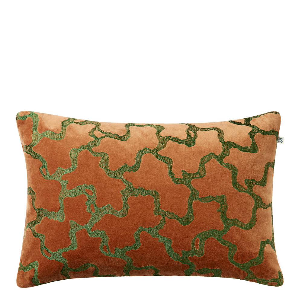 Chhatwal & Jonsson - Chand tyynynpäällinen sametti 40x60 cm Terracotta/Cactus Green