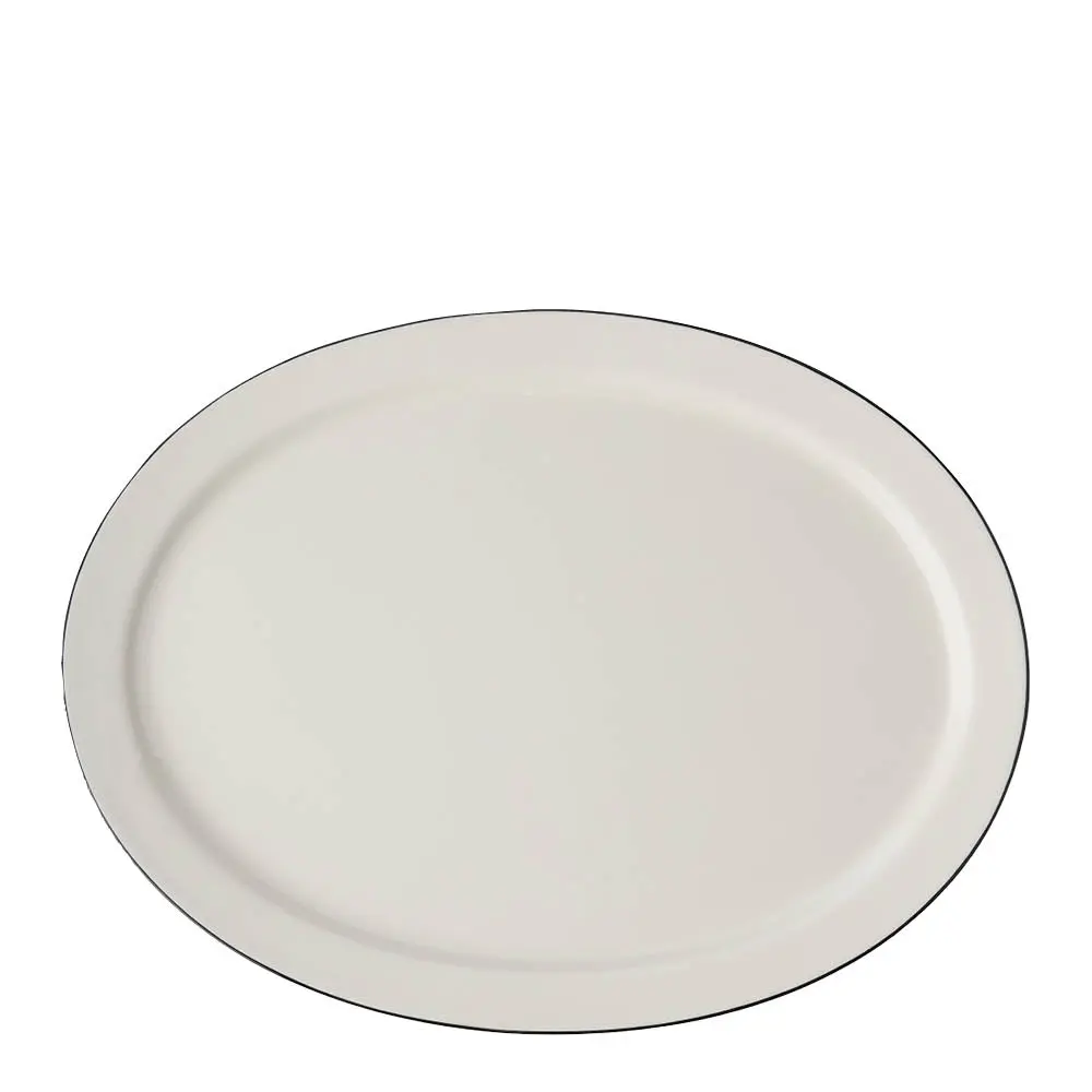 Natur ovalt serveringsfat 34,5x26 cm snøhvit