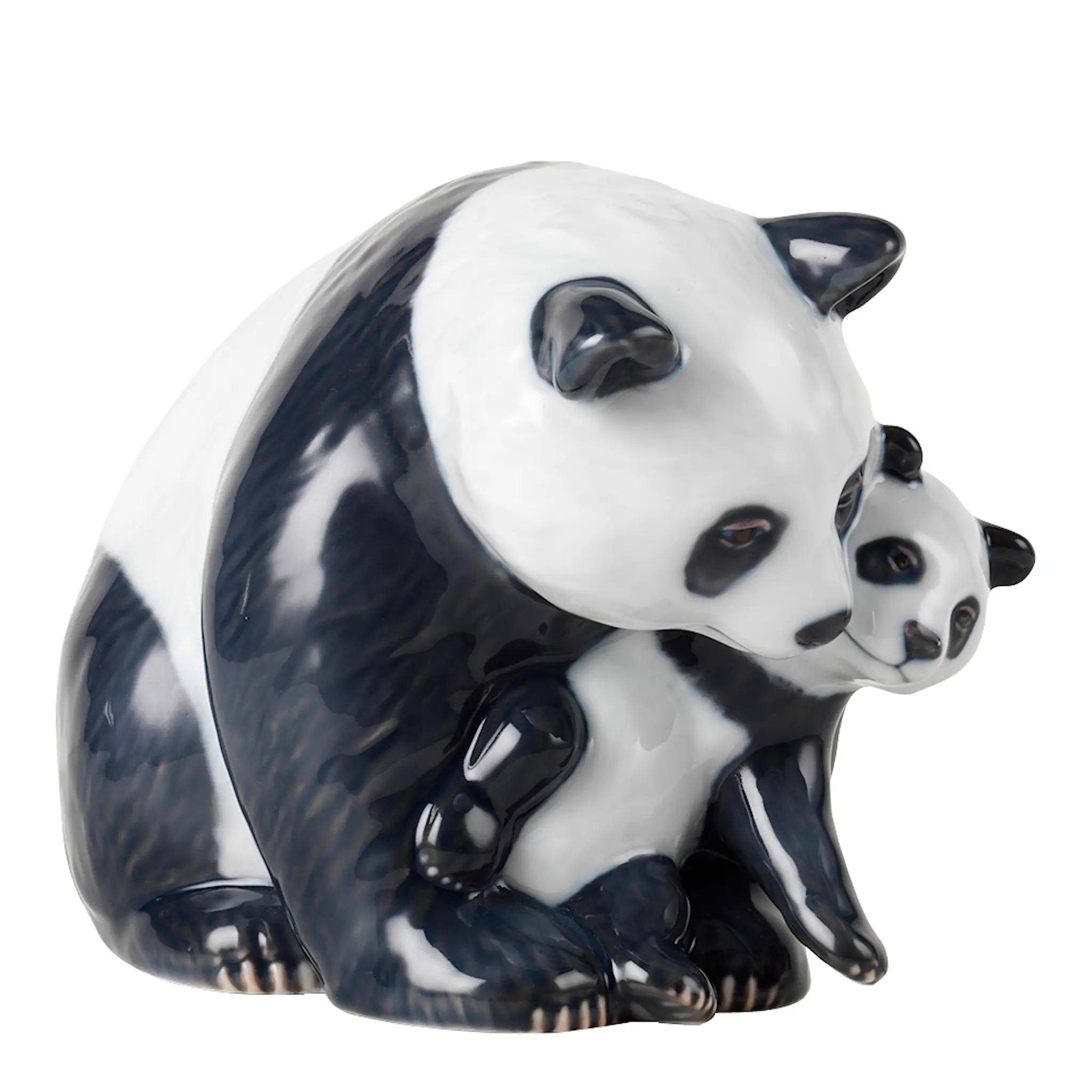 Royal Copenhagen Figurines Panda med Unge 13,5 cm Svart/Vit