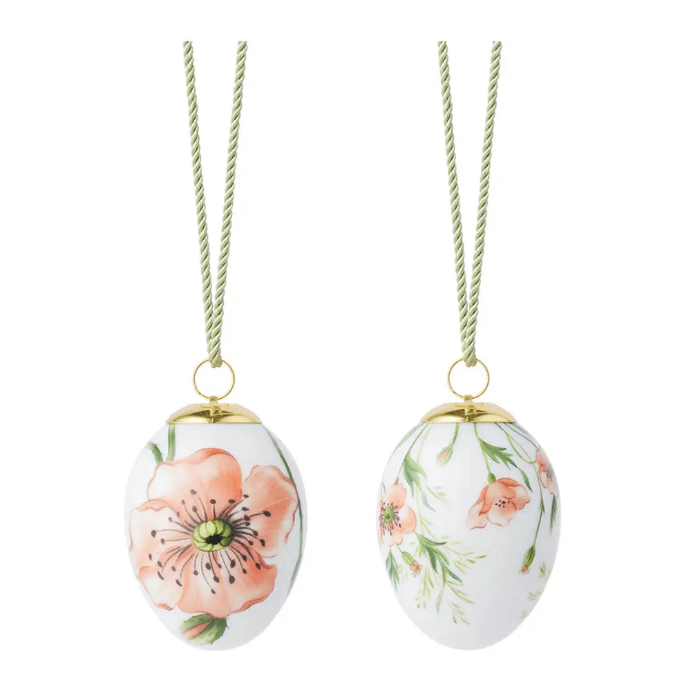 Vårkolleksjon påskeegg 2026 6 cm 2 stk valmuer