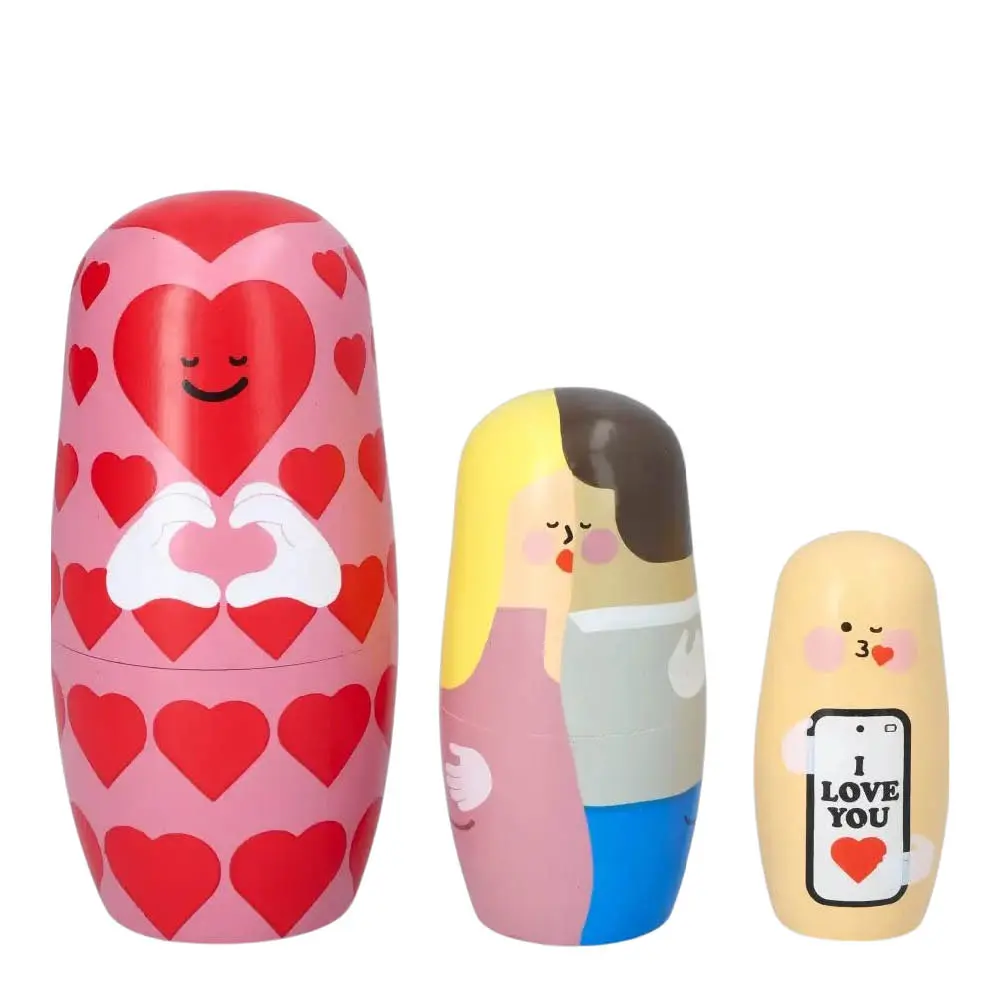 Babushka Love Expressions trefigur 3 stk kirsebærtre