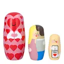 Babushka Love Expressions träfigur 3-pack körsbärsträ