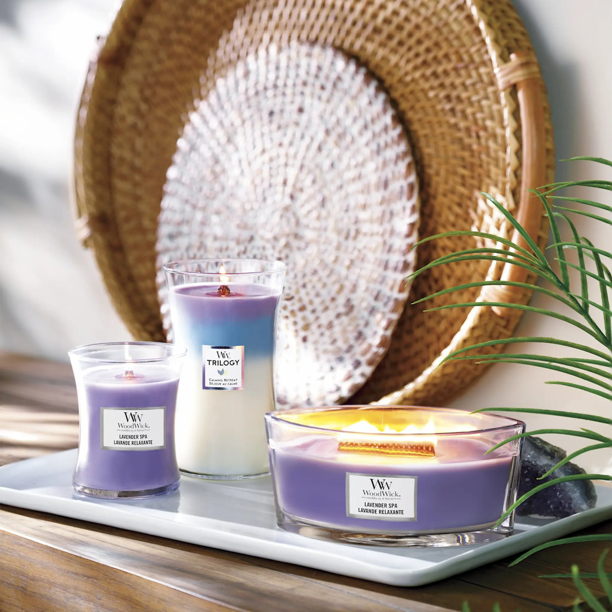 WoodWick Hourglass doftljus medium lavender spa