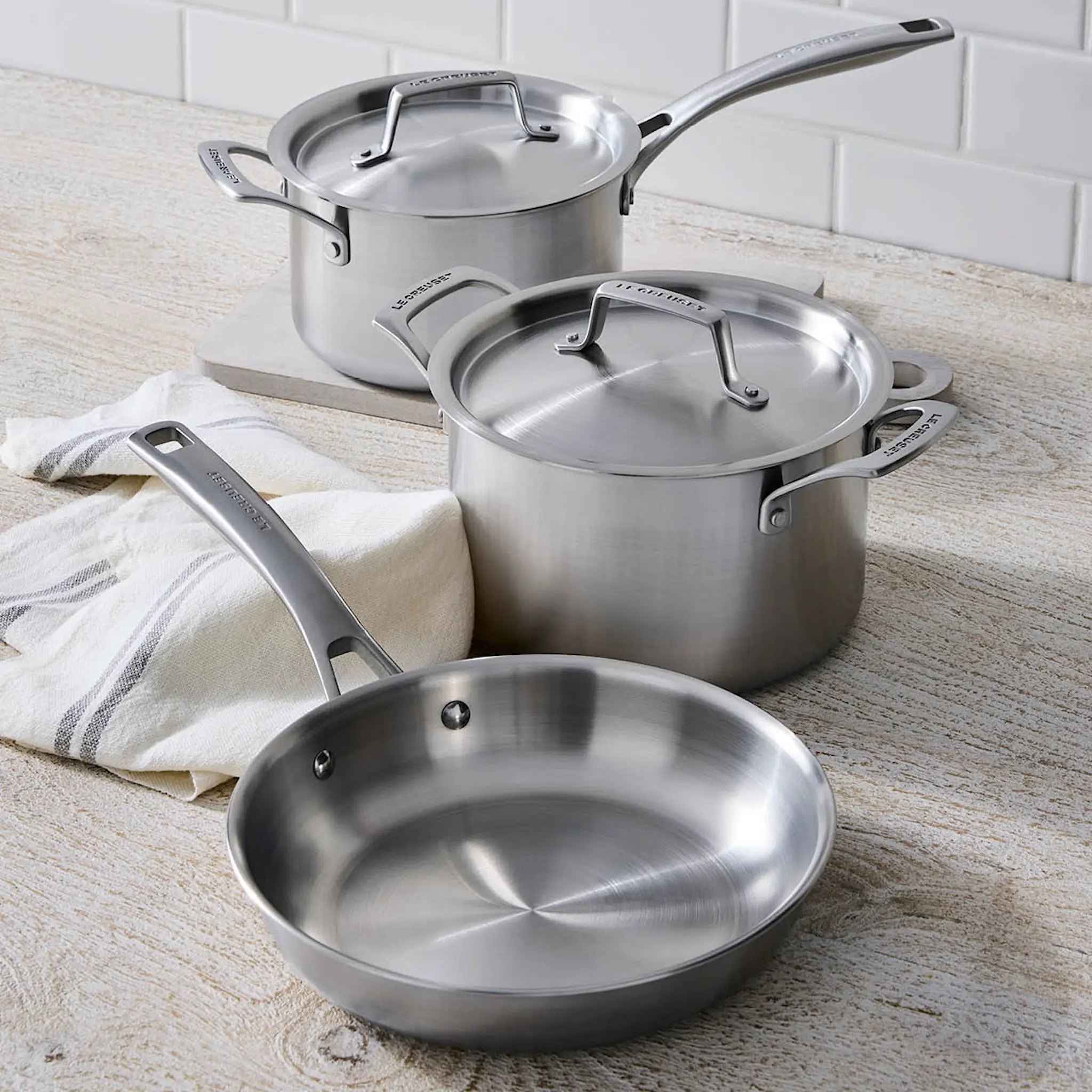 Le Creuset Essential 3-ply grytset 5 delar inkl stekpanna stål/utan beläggning