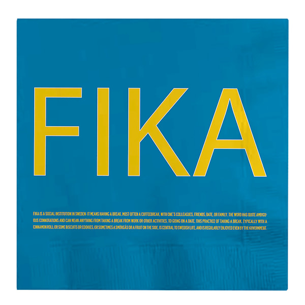 Fika Servett Engelsk Text 33x33 cm 25-pack Blå/Gul
