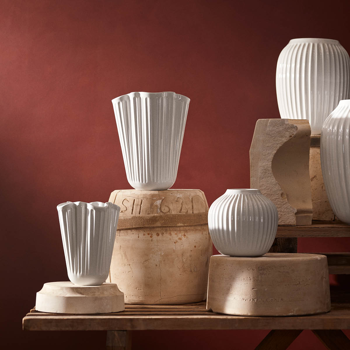 Kähler Hammershøi unfold vase 16,5 cm hvit