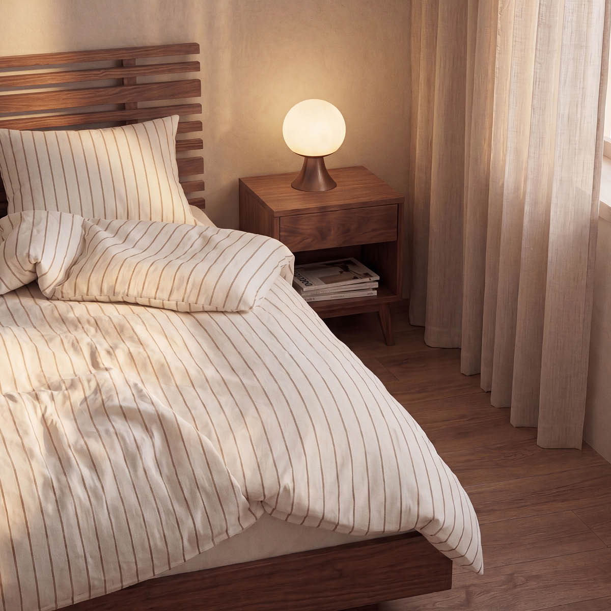 Juna Soft påslakanset 200x220 cm offwhite/karamell