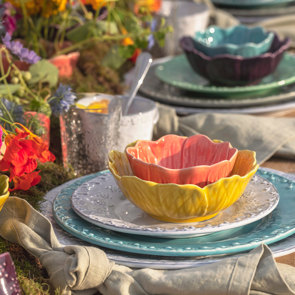 Bordallo Pinheiro Flora skål 12,5 cm mørk rosa