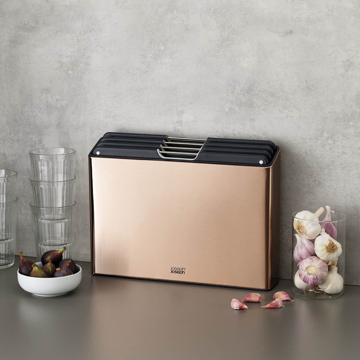 Joseph Joseph Folio Steel skjærebrett 35,5x26 cm roségull