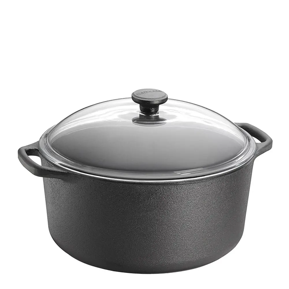 Gryte rund med glasslokk 7L