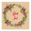 Servett 33x33 cm 20-pack God Jul Julkrans natur