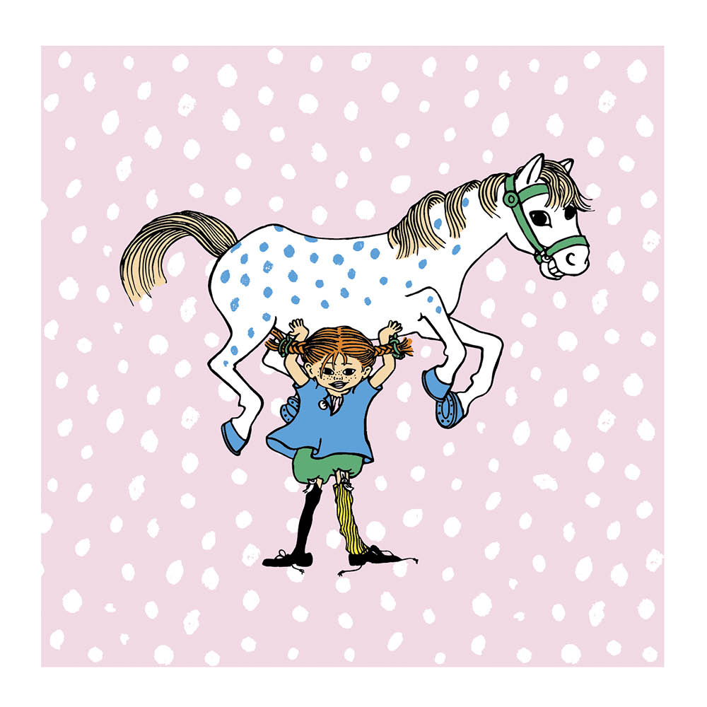 Muurla - Peppi Servetti Pippi & Pikku Ukko 33x33 cm Vaaleanpunainen