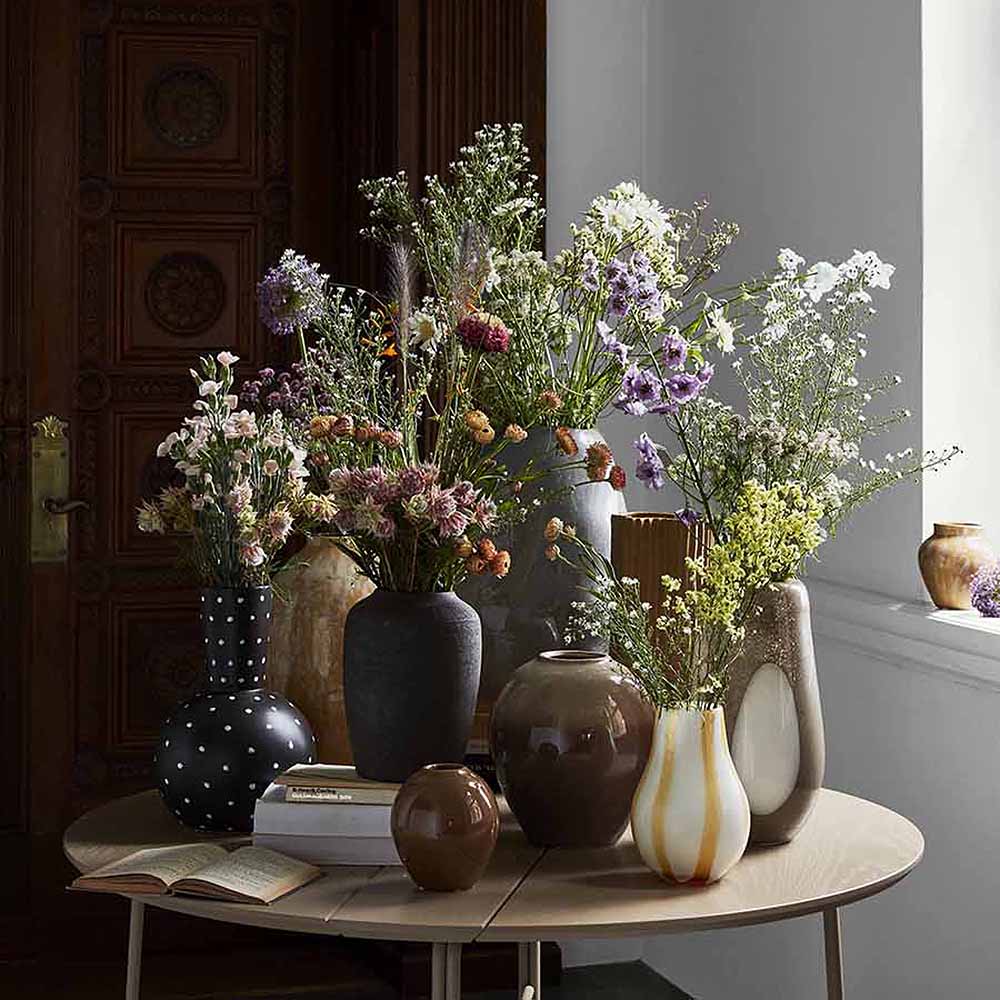 Broste Copenhagen Ada Dot Vas 37 cm Brun/Vit