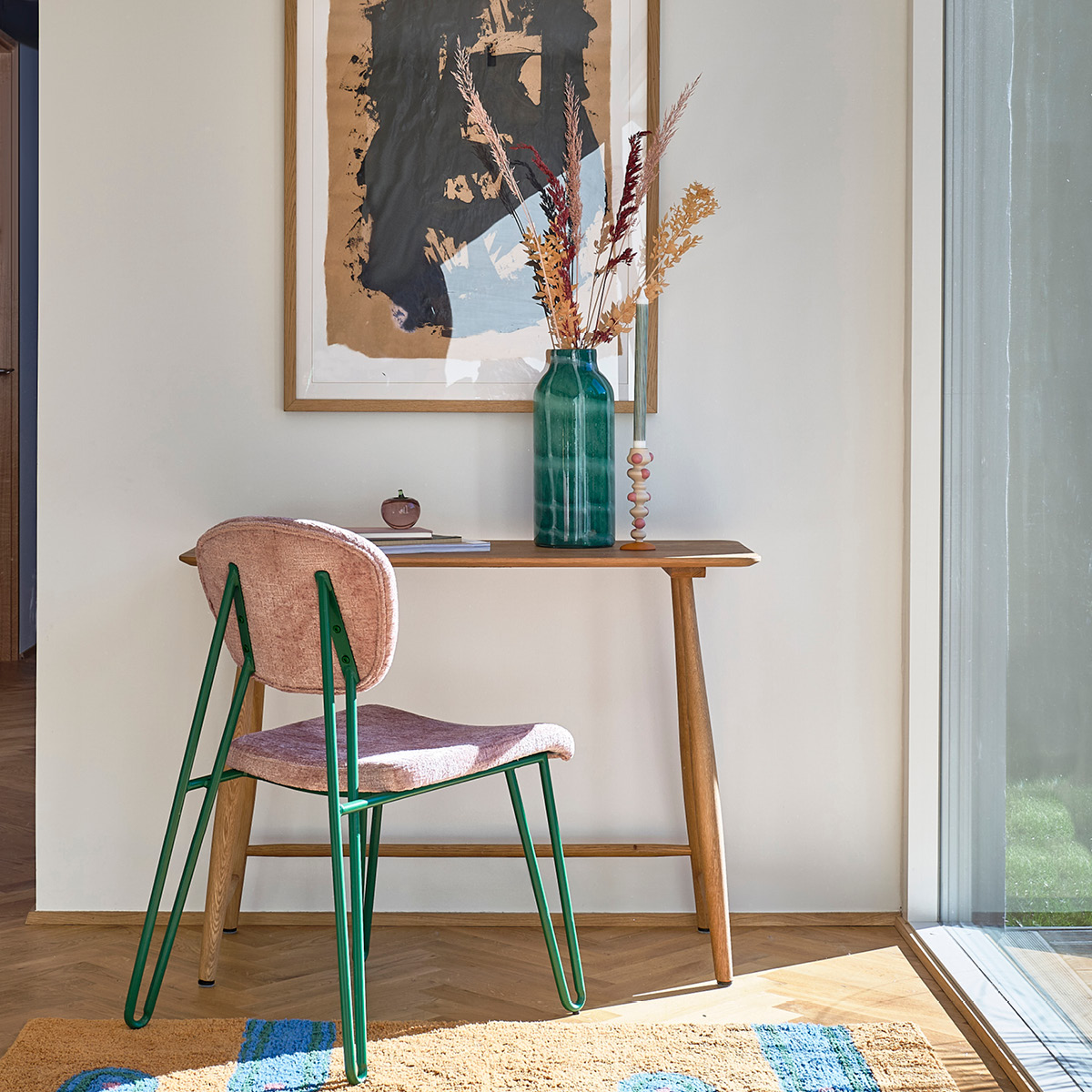 Villa Collection Styles lysestake m/ klumper 18 cm offwhite/rosa