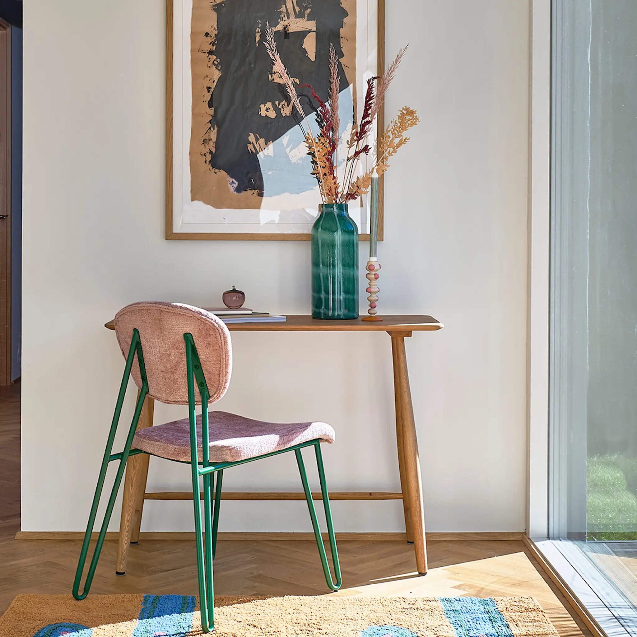 Villa Collection Styles Ljusstake med prickar 18 cm Offwhite/Rosa Polyresin