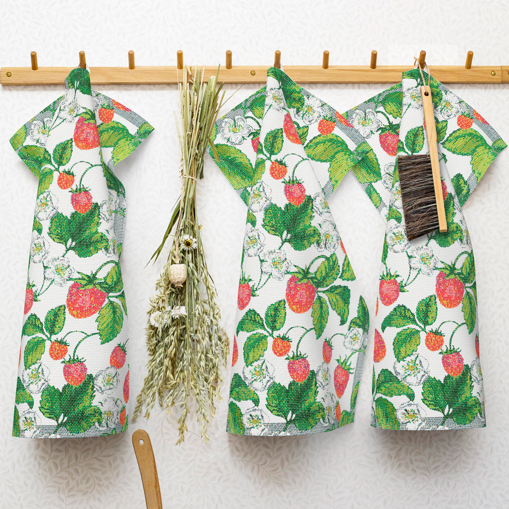 Ekelund Jordgubbar kökshandduk 40x60 cm