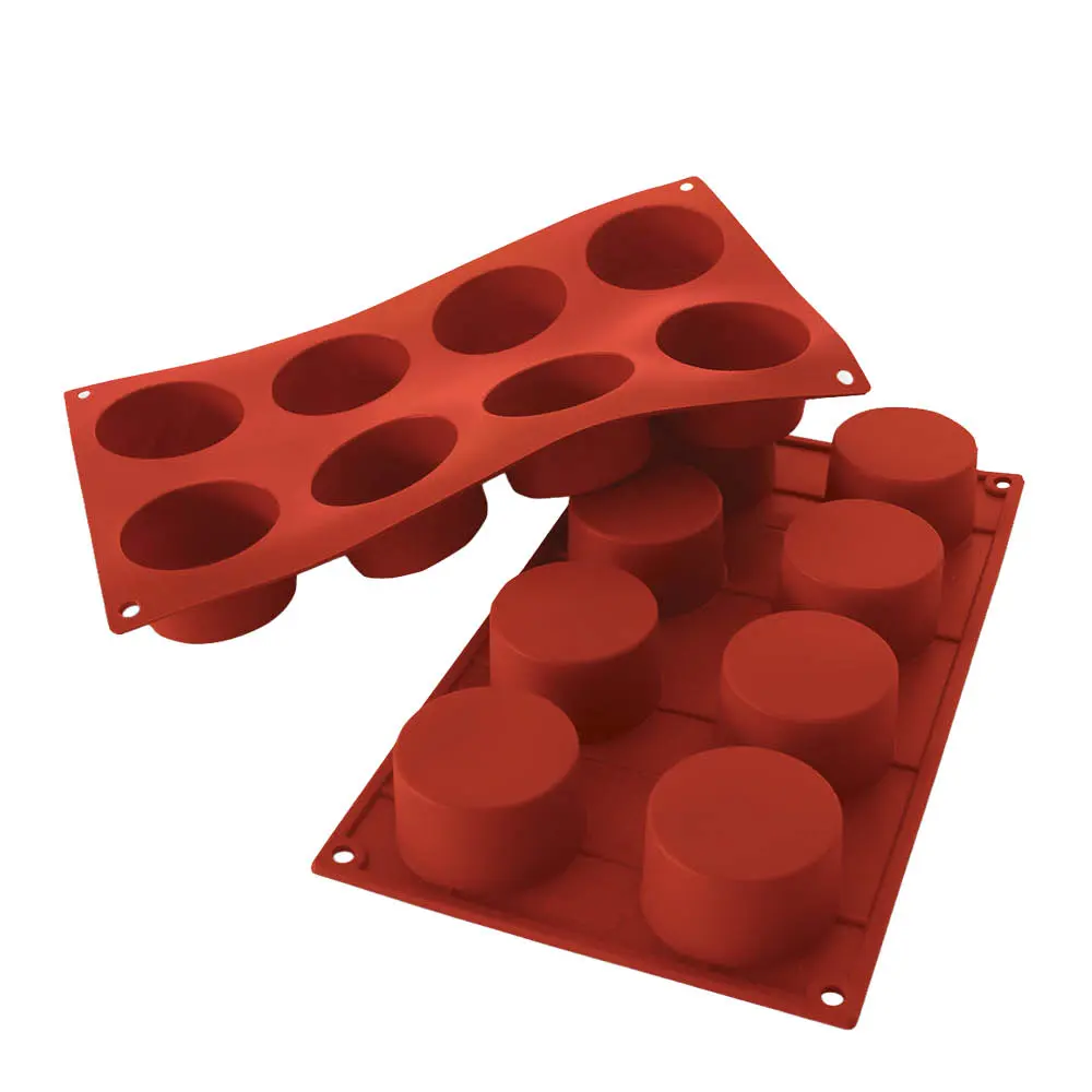 Silikonform sylinder 8 stk 6x3,5 cm