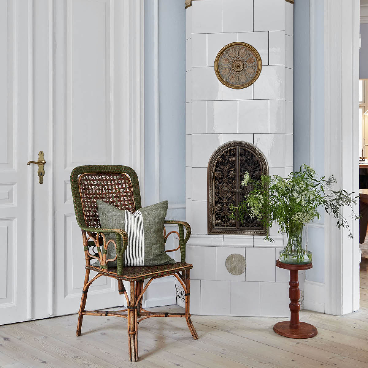 Tell Me More Colette kuddfodral linne 50x50 cm gröna ränder