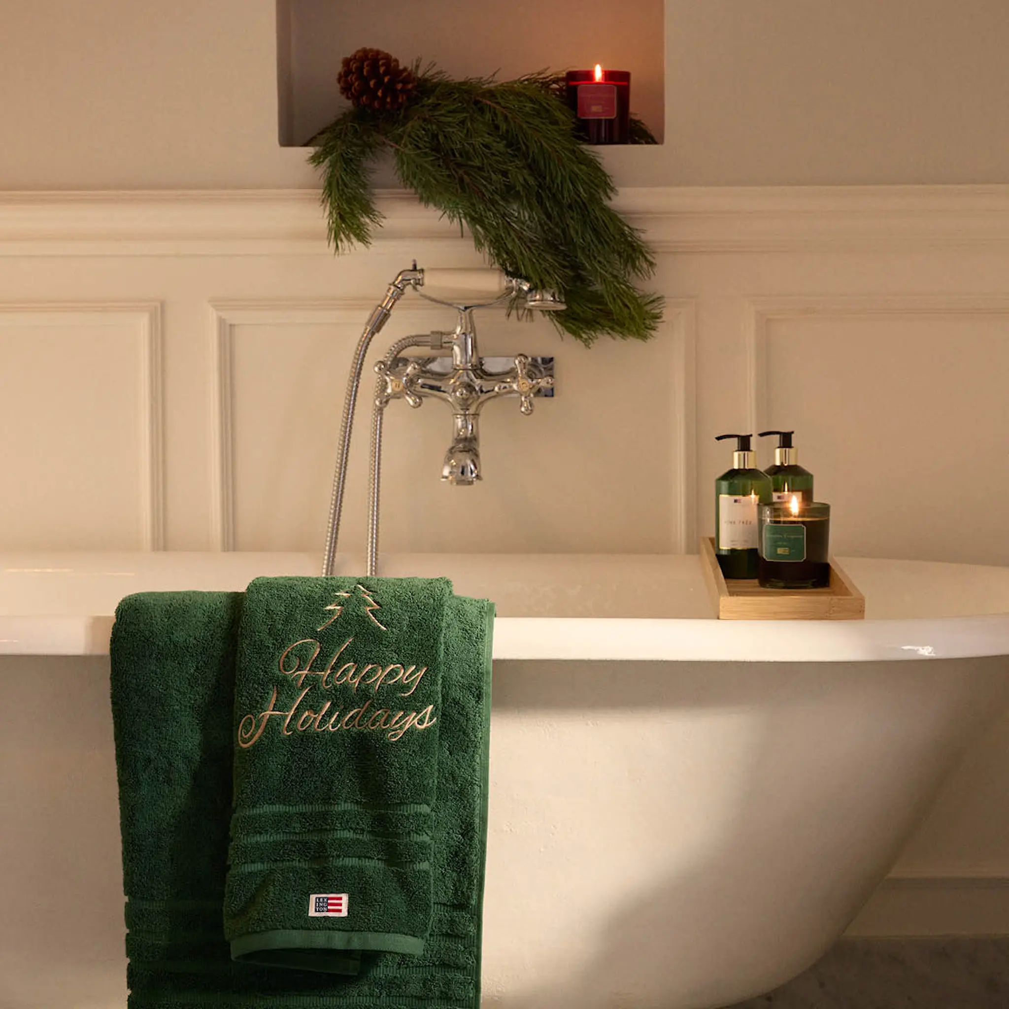 Lexington Original handduk Happy Holidays 50x70 cm juniper