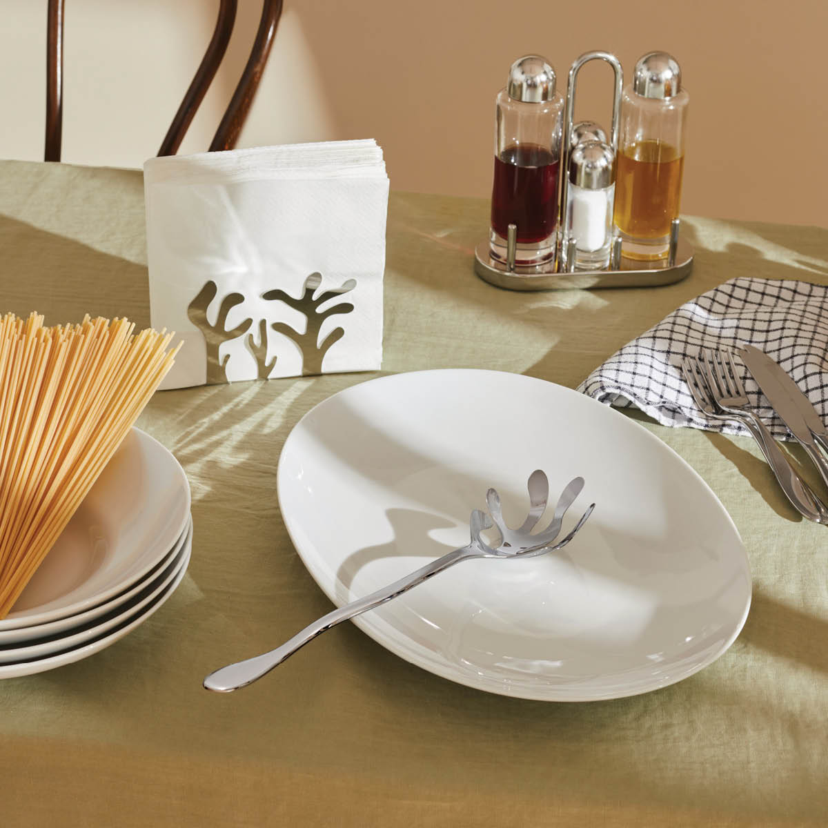 Alessi Mediterraneo servetthållare 12 cm blankt stål