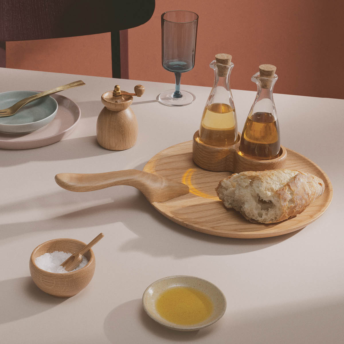 Kay Bojesen Denmark Olje-og eddikflaske H15 cm eik