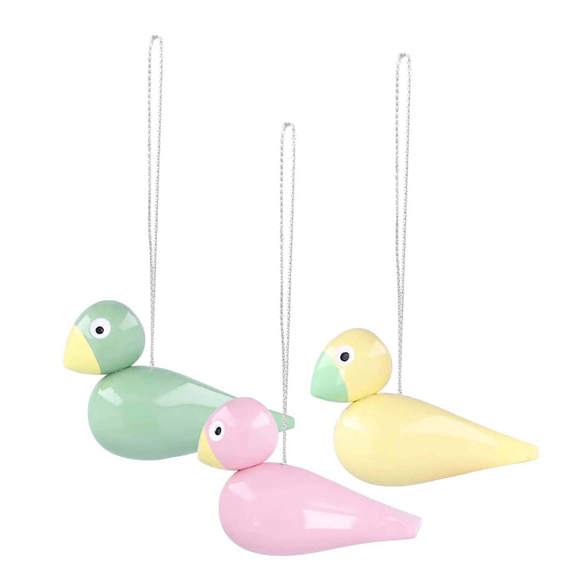 Kay Bojesen Denmark Songbird Puulintu 5 cm 3 kpl Vihreä/Keltainen/Roosa