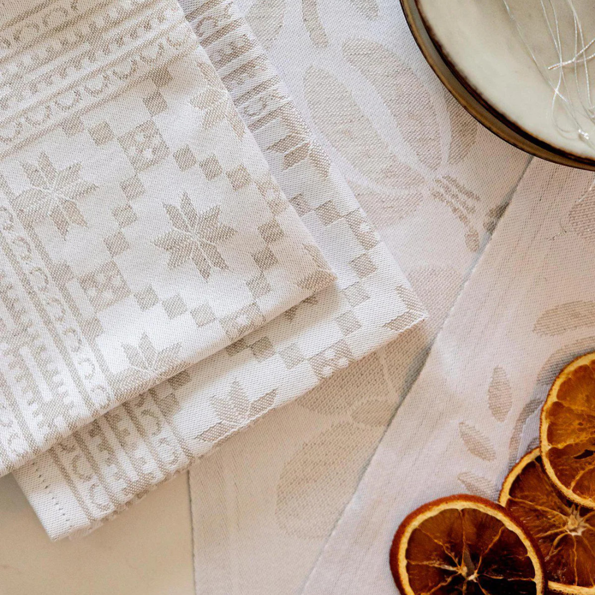 Ekelund Åttebladrose serviett 35x35 beige