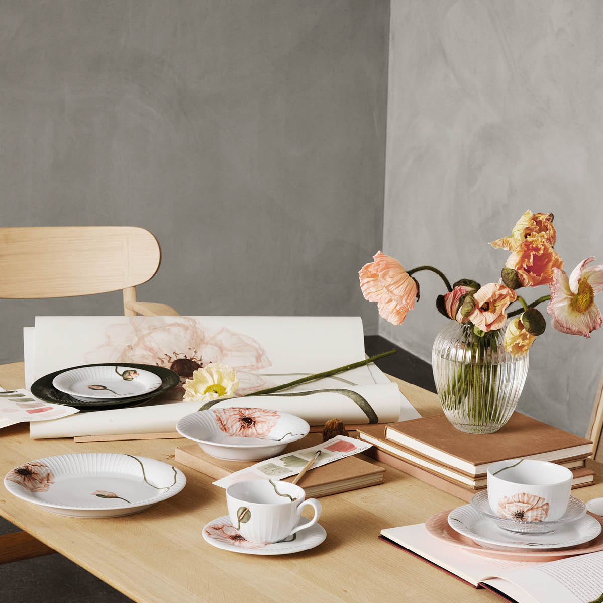 Kähler Hammershøi Poppy Teekuppi ja aluslautanen 38 cl