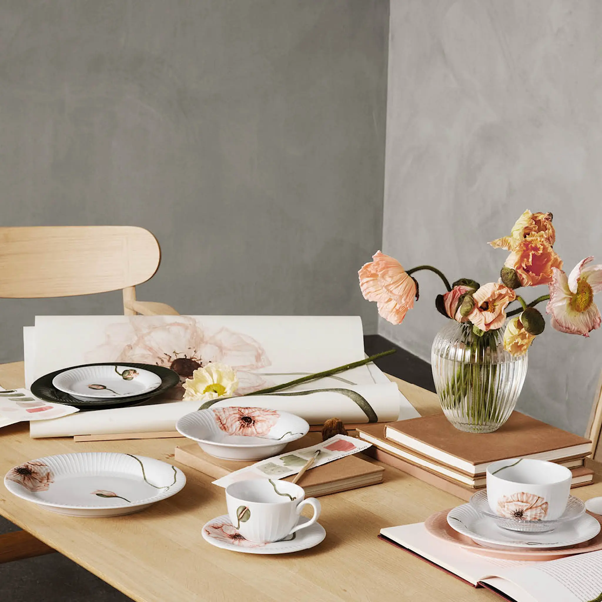 Kähler Hammershøi Poppy Teekuppi ja aluslautanen 38 cl