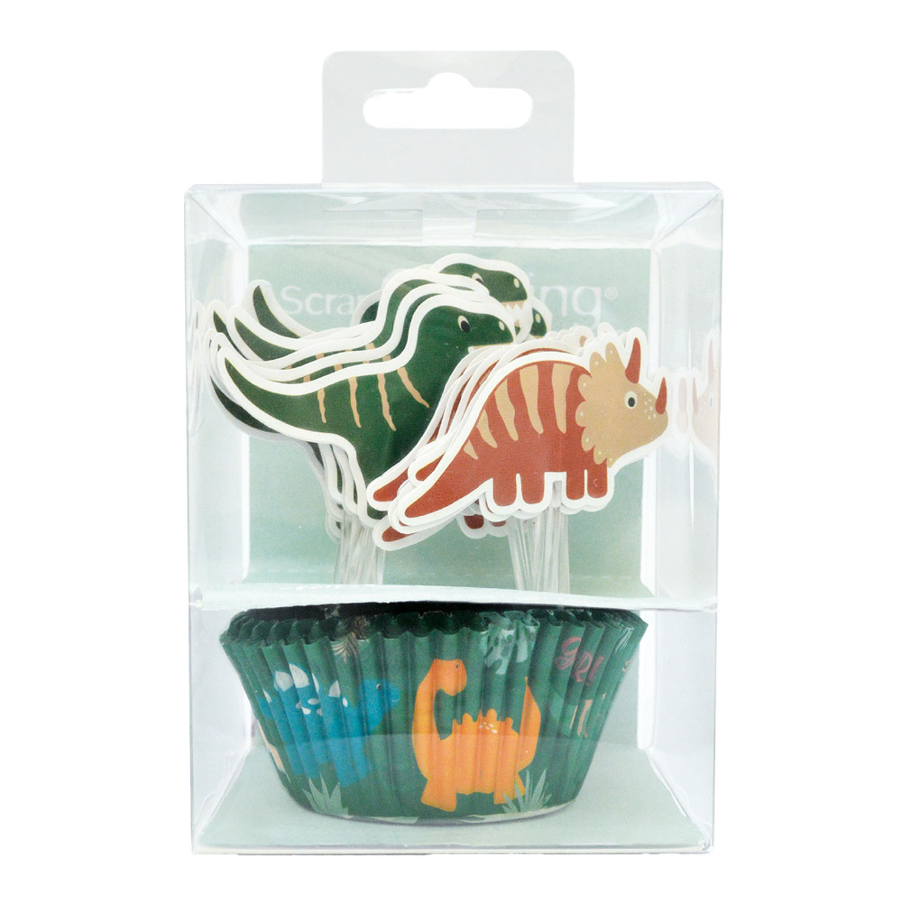 ScrapCooking Muffinsform & tårtdekoration dinosaurie 48-pack mix